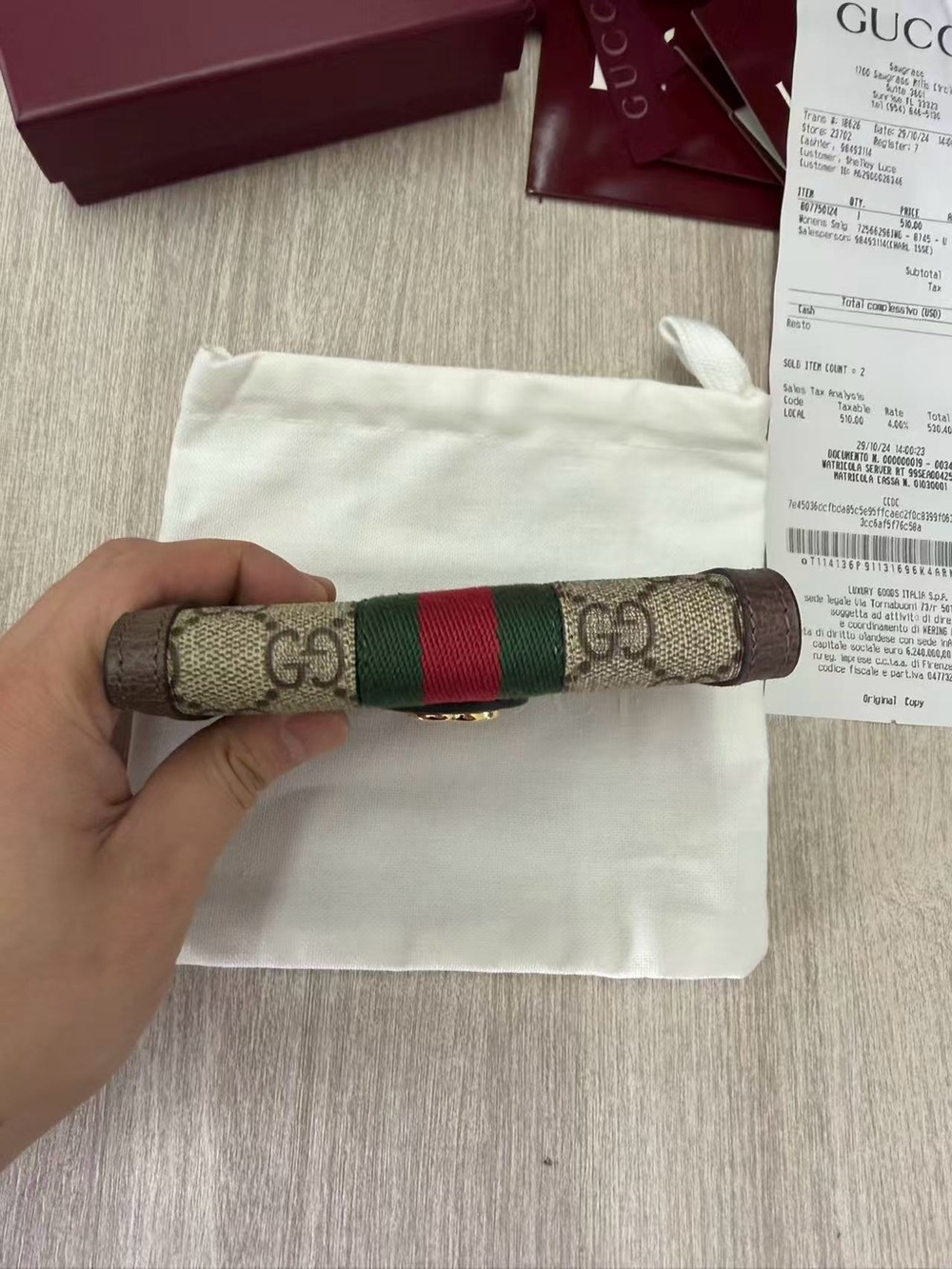 Gucci Brown GG Canvas Wallet with Green and Red Web Stripe - Picture 5 of 16